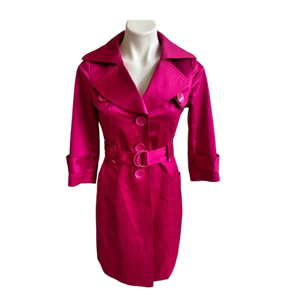 Sugarfly magenta pink rain trench coat - size xs